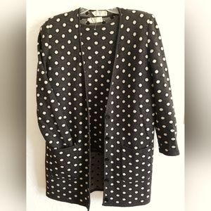 Valentino Polka Dot 2 PC Long Cardigan Jacket Sz M Made in Italy 44/10